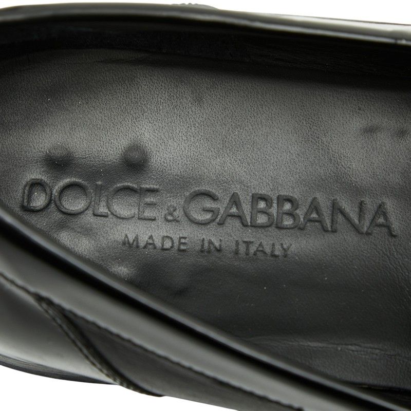 Dolce & Gabbana Logo Dress Shoes Driving Bit 7.5 Black Leather & — view 6