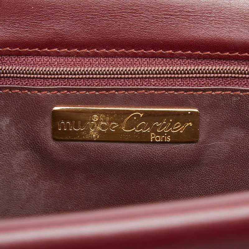 Cartier Must Line Shoulder Bag Bordeaux Wine Red Leather — view 8