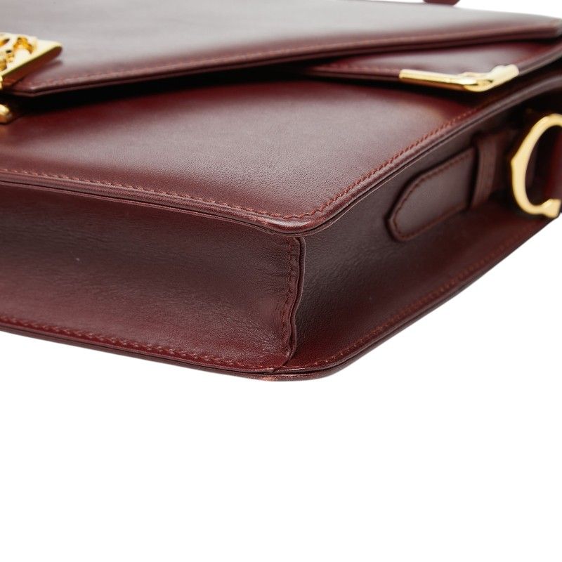 Cartier Must Line Shoulder Bag Bordeaux Wine Red Leather — view 4
