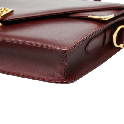 Cartier Must Line Shoulder Bag Bordeaux Wine Red Leather — view 4
