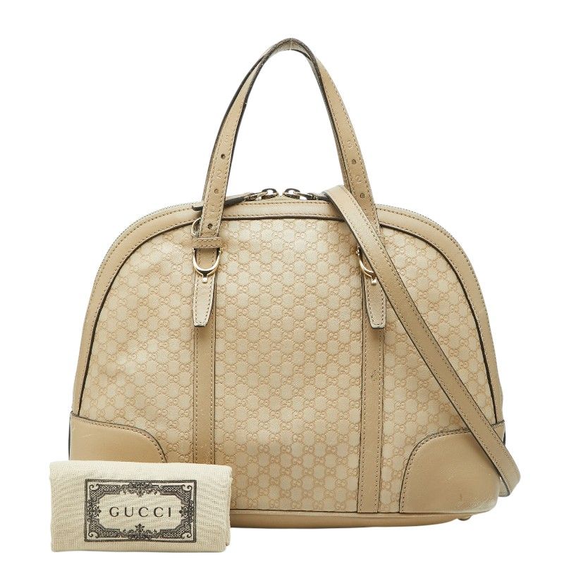 Gucci GG Supreme 2-Way Shoulder Bag Beige Leather — view 9