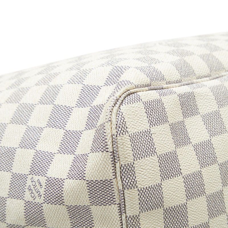 Louis Vuitton Damier Azur Neverfull GM Shoulder Bag Tote White Brown Leather — view 7