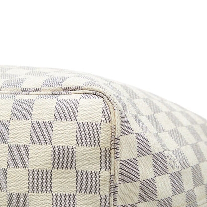 Louis Vuitton Damier Azur Neverfull GM Shoulder Bag Tote White Brown Leather — view 6