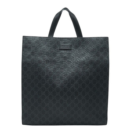 Gucci GG Supreme Tote Shoulder Bag 2-Way Black Leather