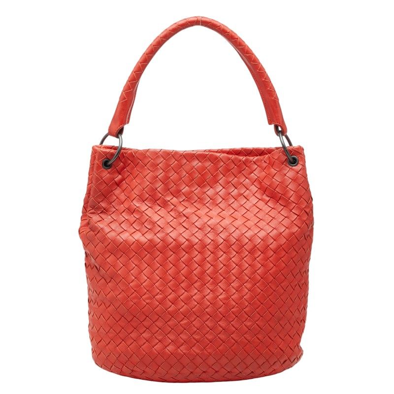 Bottega Veneta Intrecciato Shoulder Bag Orange Leather