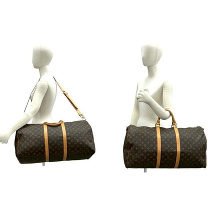 Louis Vuitton Keepall Bandouliere 55 Monogram Leather 2-Way Boston Bag Brown — view 2