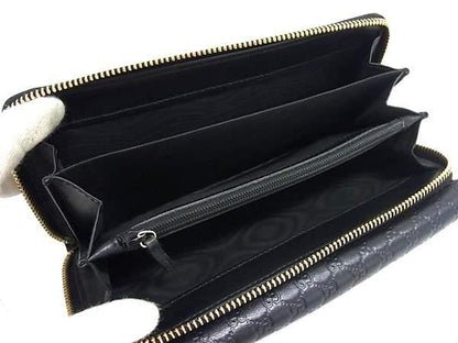 Gucci Wallet Micro Guccissima Zip Around Black Leather Flap Bifold — view 5