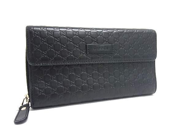 Gucci Wallet Micro Guccissima Zip Around Black Leather Flap Bifold