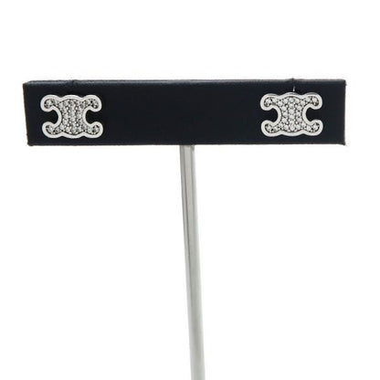 Celine Triomphe Line Stone Stud Earrings