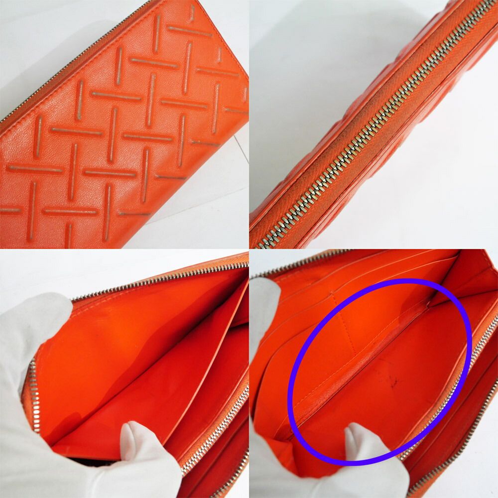 Bottega Veneta Zip Around Wallet Zipper Orange Silver — view 7