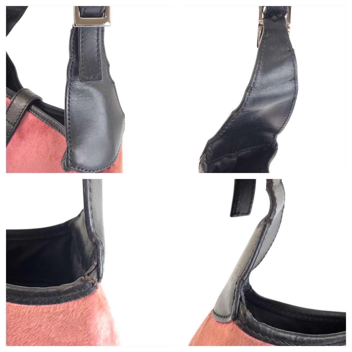 Gucci Jackie Pink Black Silver Velour Leather 001 Shoulder Bag — view 5