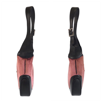 Gucci Jackie Pink Black Silver Velour Leather 001 Shoulder Bag — view 8
