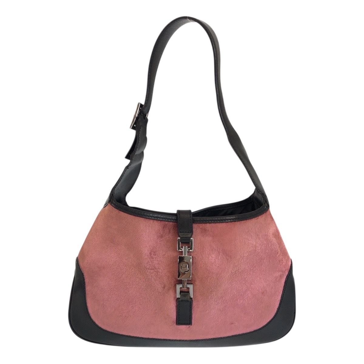 Gucci Jackie Pink Black Silver Velour Leather 001 Shoulder Bag