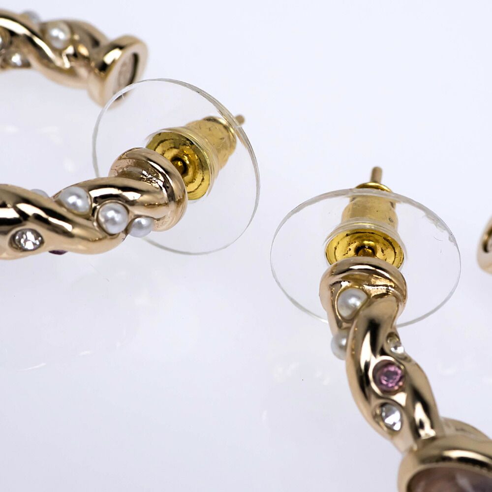 Chanel Earrings B Collection Gold Line Stone Pearl Style Coco — view 7