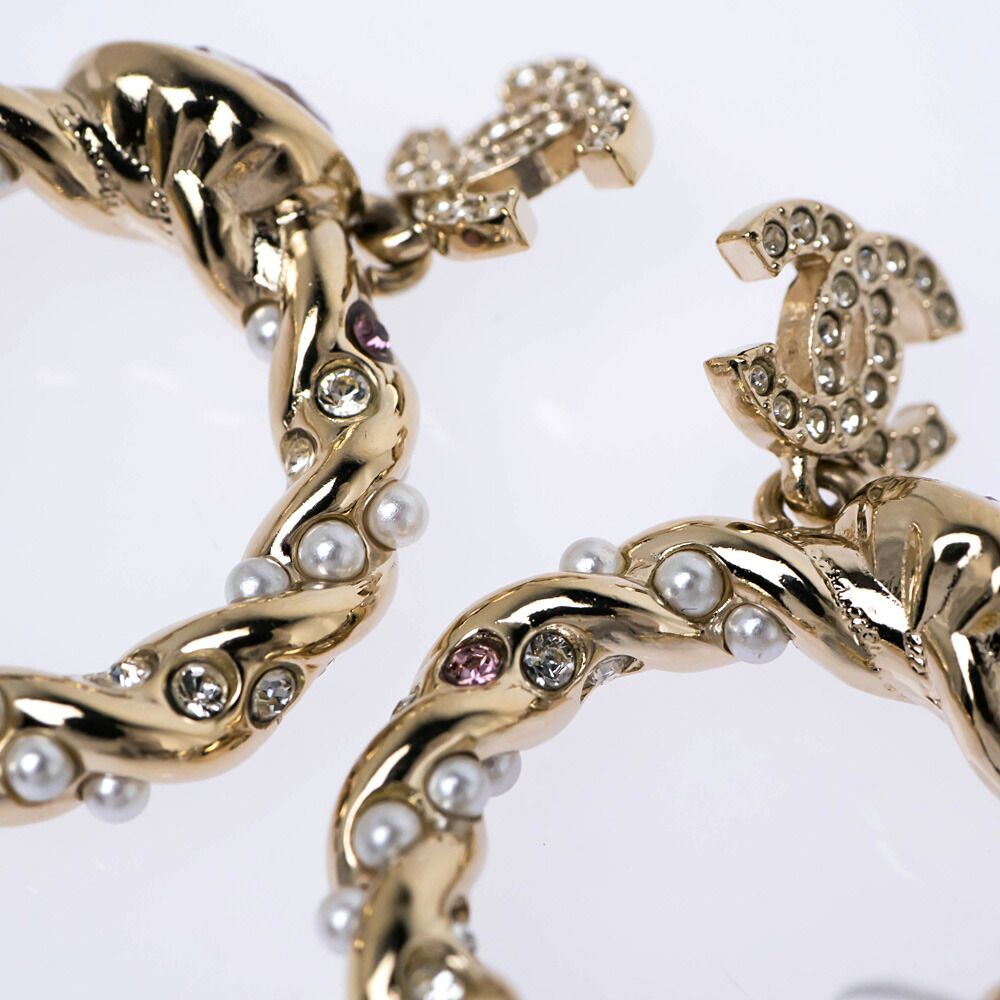 Chanel Earrings B Collection Gold Line Stone Pearl Style Coco — view 9