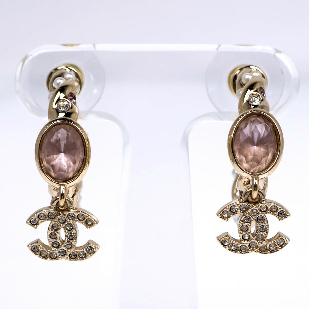Chanel Earrings B Collection Gold Line Stone Pearl Style Coco — view 2
