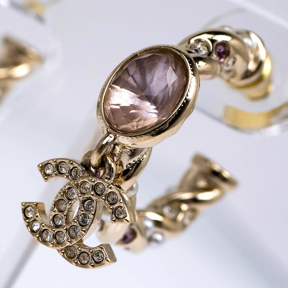 Chanel Earrings B Collection Gold Line Stone Pearl Style Coco — view 6