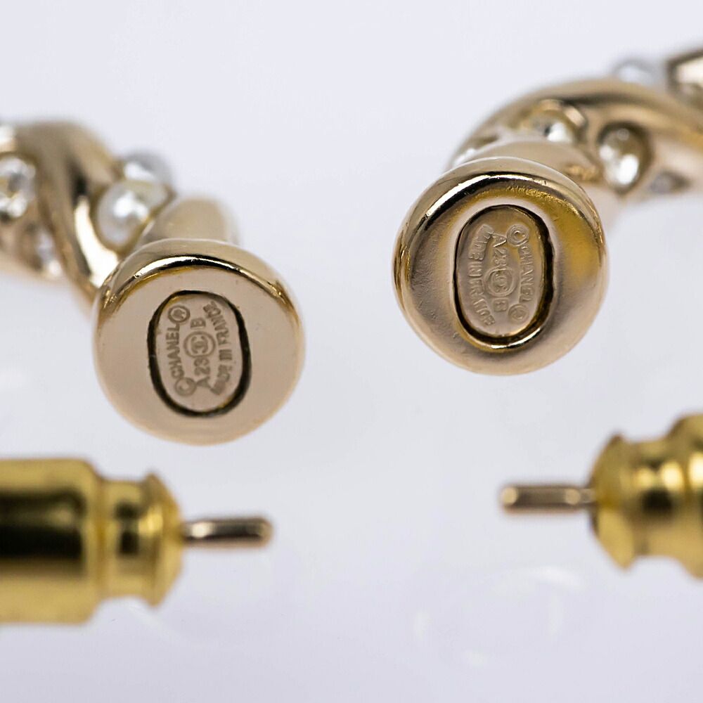 Chanel Earrings B Collection Gold Line Stone Pearl Style Coco — view 8