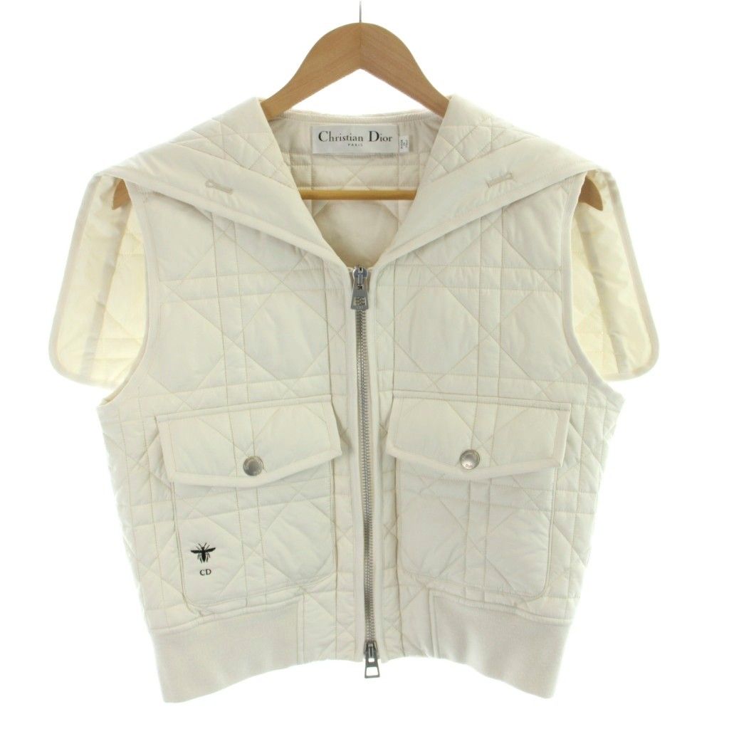 Dior Macrocannage Macro Cannage Vest Quilted Food Bee Embroidery White MW