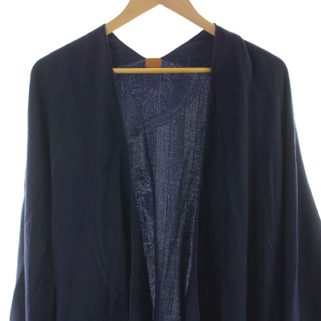 Hermes Poncho Cape Jacquard Cashmere Silk Blend Navy MW — view 5