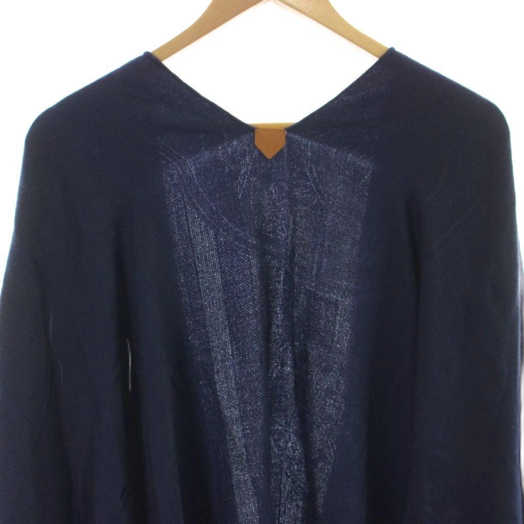 Hermes Poncho Cape Jacquard Cashmere Silk Blend Navy MW — view 6