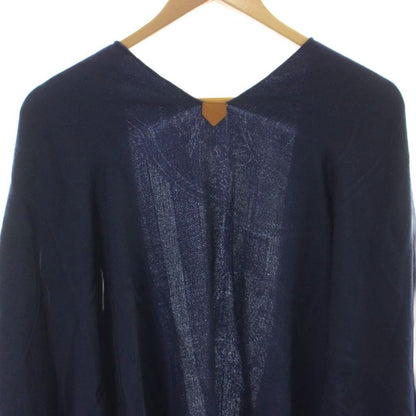 Hermes Poncho Cape Jacquard Cashmere Silk Blend Navy MW — view 6