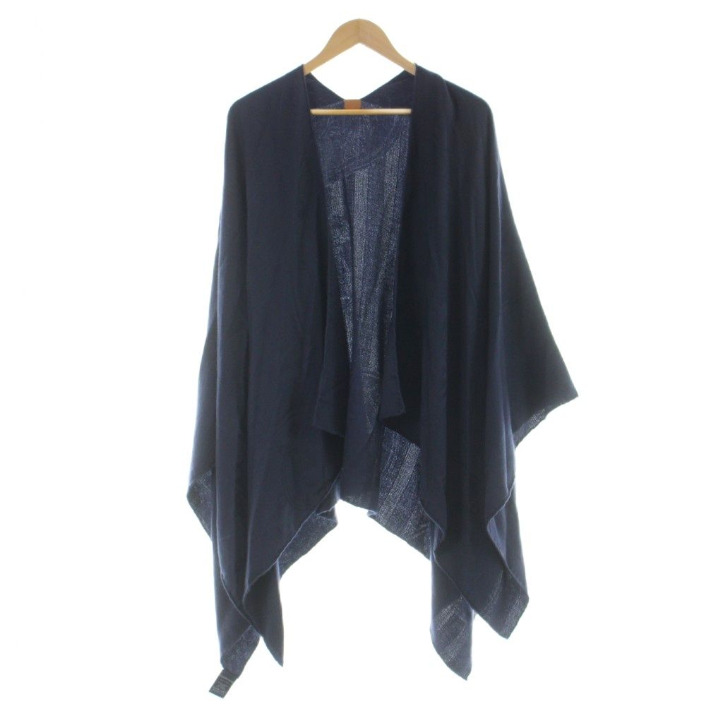 Hermes Poncho Cape Jacquard Cashmere Silk Blend Navy MW