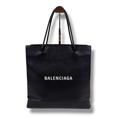 Balenciaga Logo Shopping Tote 2-Way Shoulder Bag Black Leather — view 2