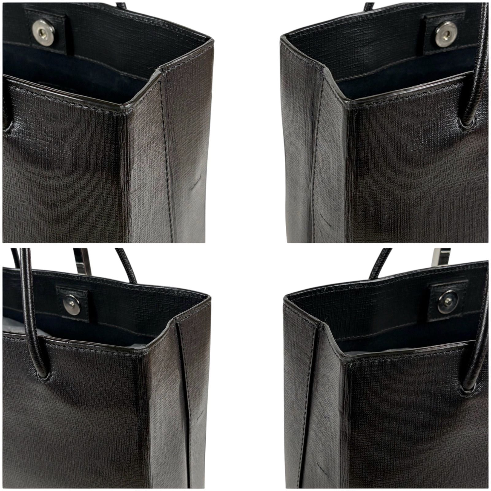 Balenciaga Logo Shopping Tote 2-Way Shoulder Bag Black Leather — view 5