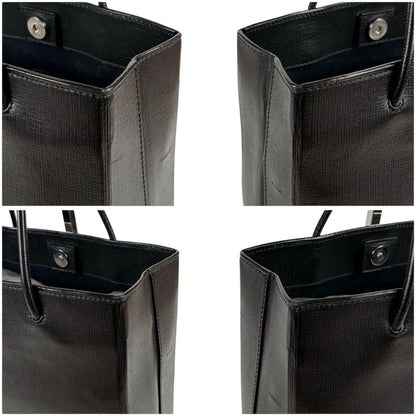 Balenciaga Logo Shopping Tote 2-Way Shoulder Bag Black Leather — view 5