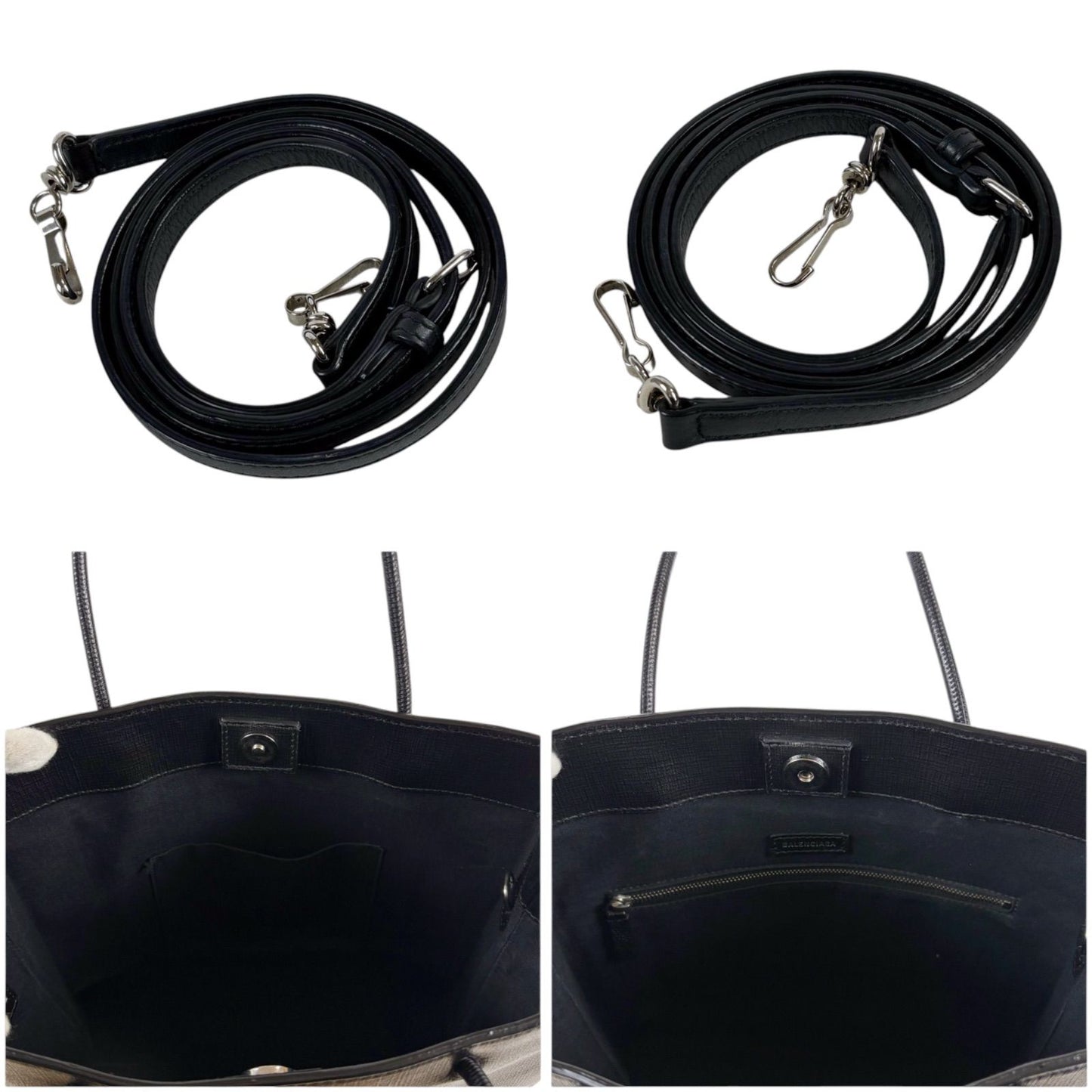 Balenciaga Logo Shopping Tote 2-Way Shoulder Bag Black Leather — view 8
