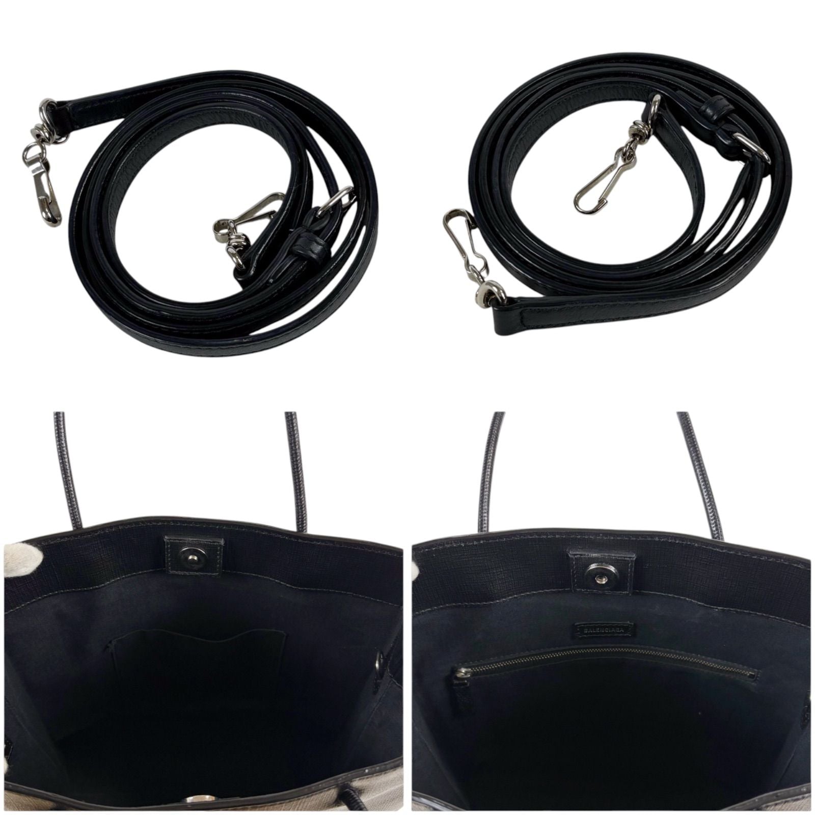 Balenciaga Logo Shopping Tote 2-Way Shoulder Bag Black Leather — view 8