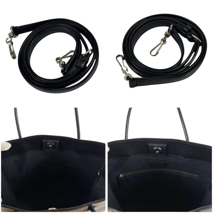 Balenciaga Logo Shopping Tote 2-Way Shoulder Bag Black Leather — view 8