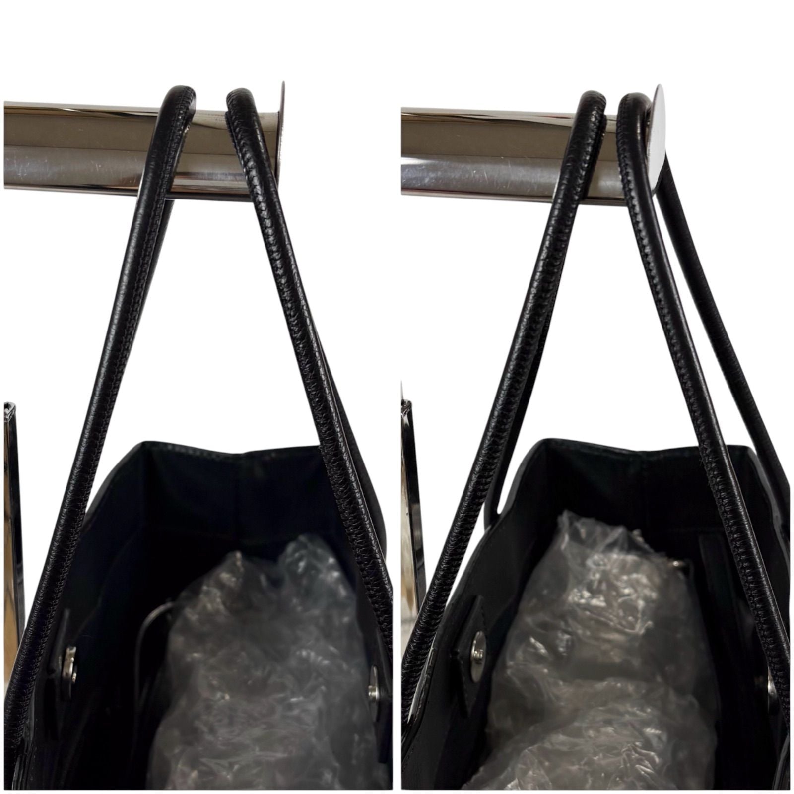 Balenciaga Logo Shopping Tote 2-Way Shoulder Bag Black Leather — view 7