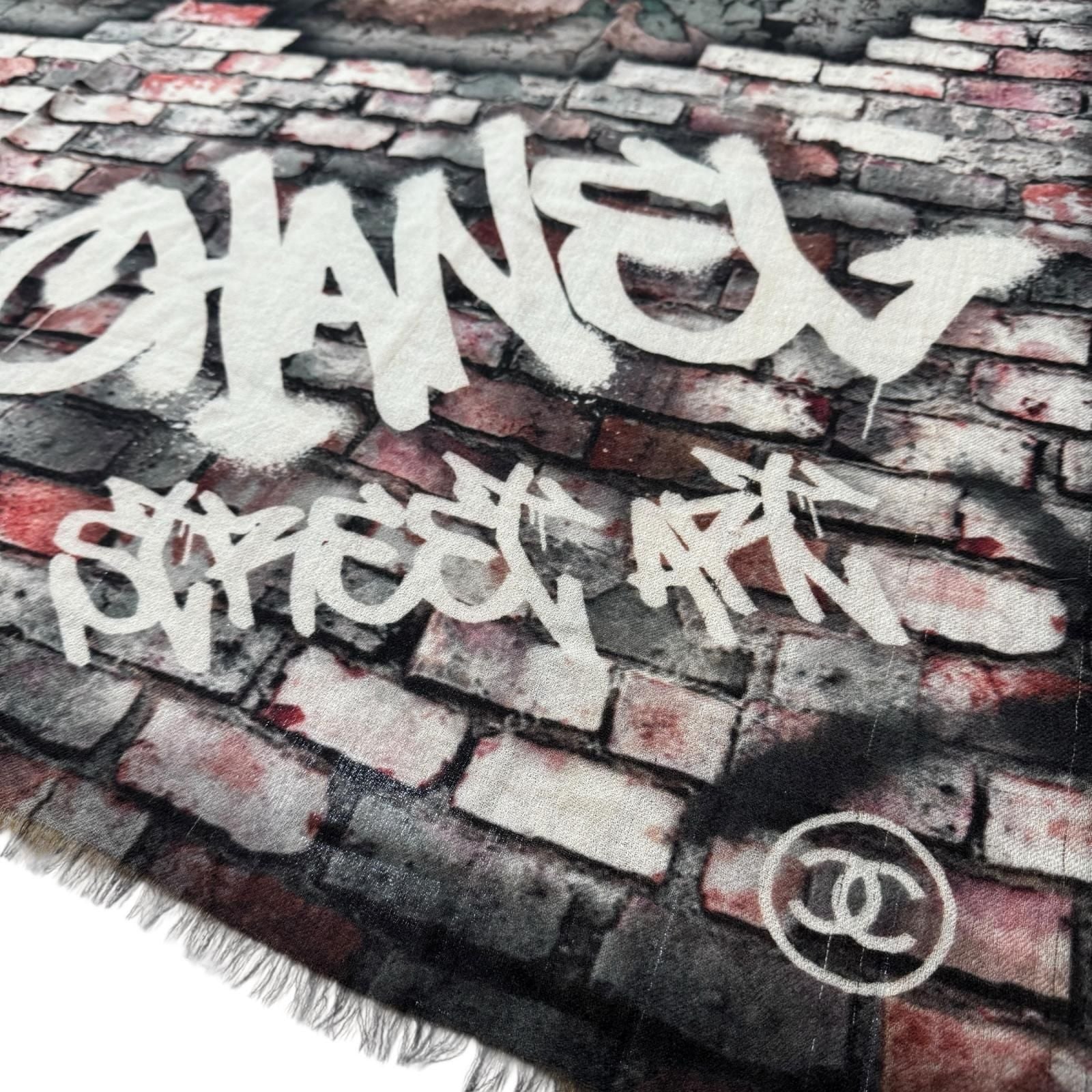 Chanel Logo Shawl Brick Pattern Cashmere Scarf — view 3