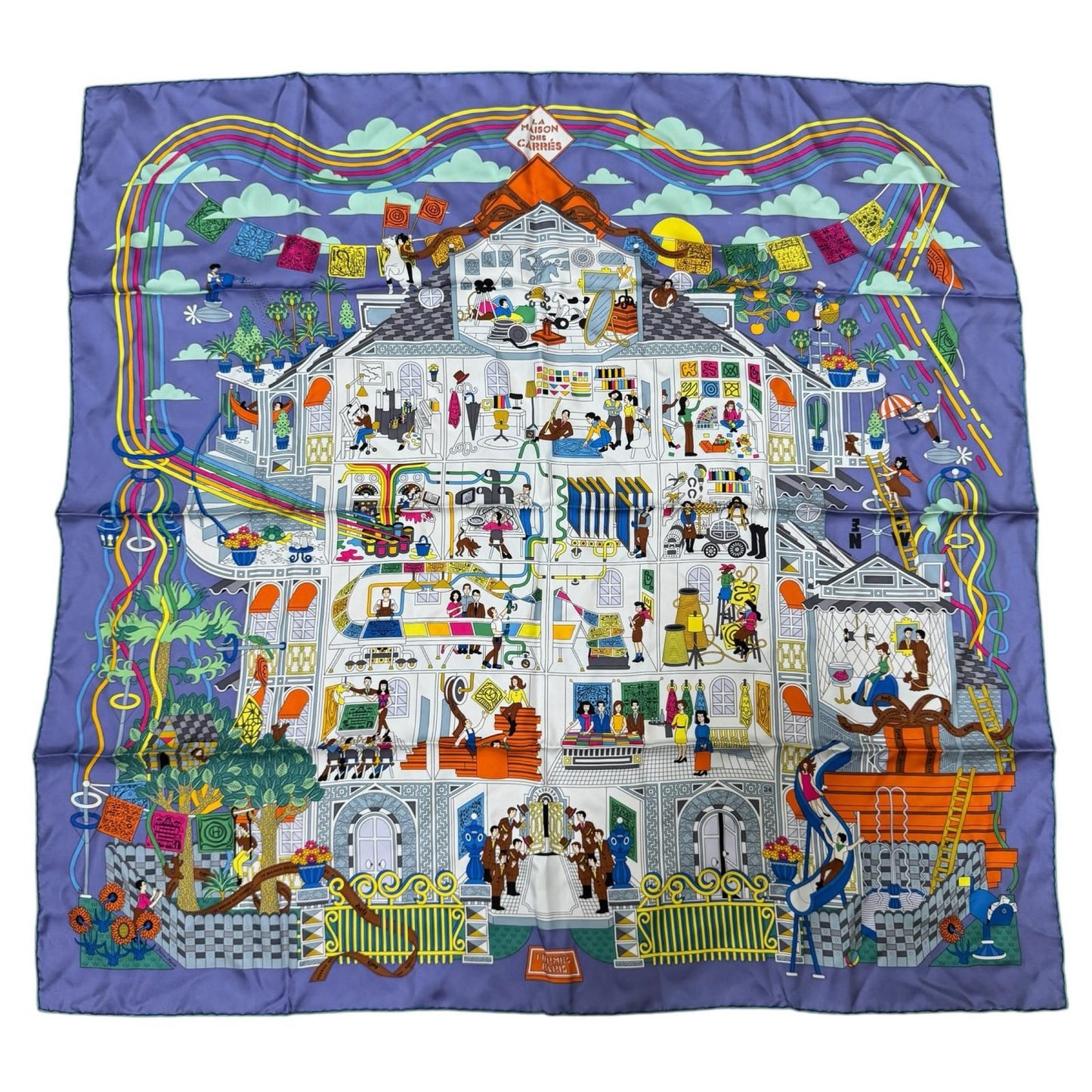 Hermes Carre 90 Maison de Scarf Silk