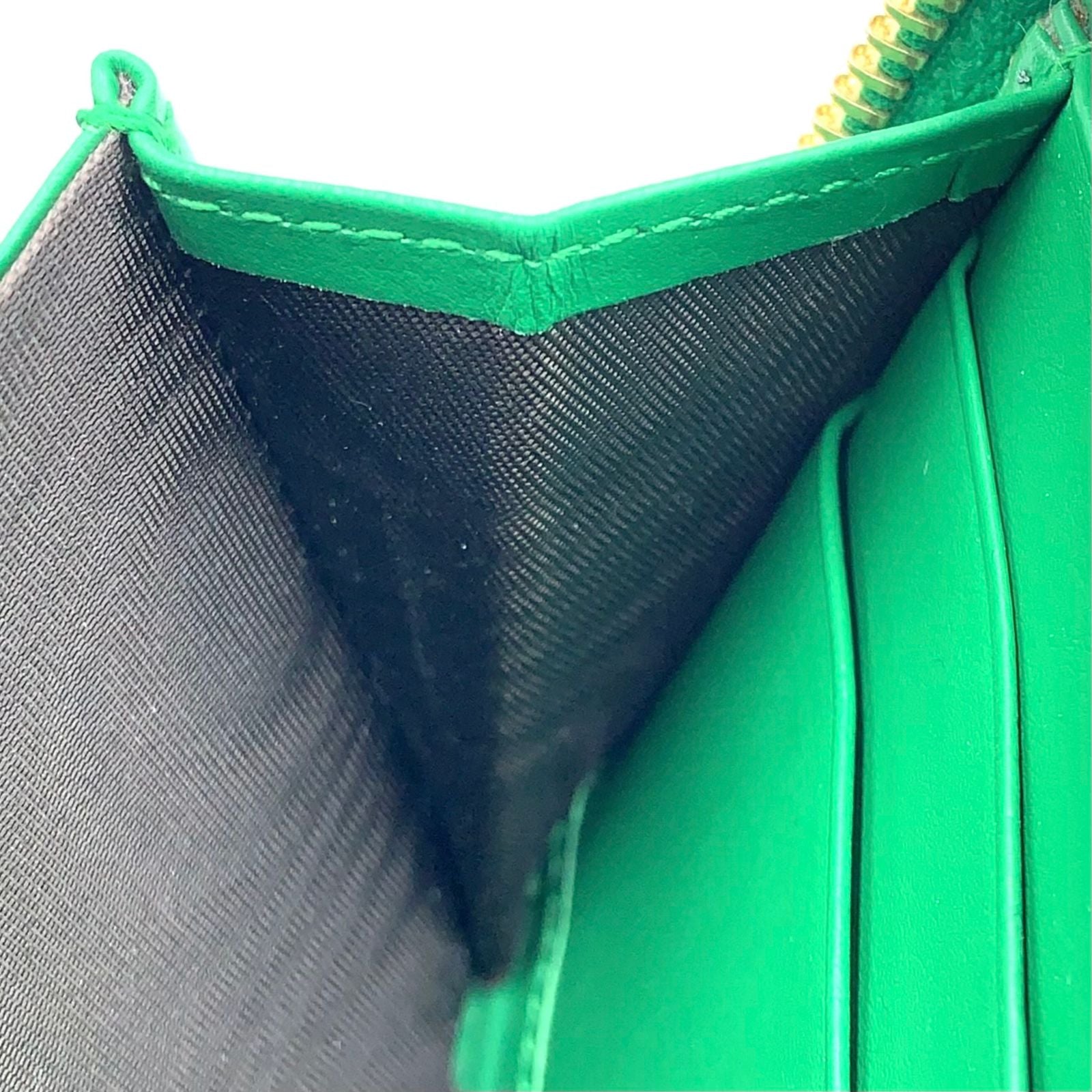 Gucci Double Logo Zip Around Leather Green Wallet Gold — view 7
