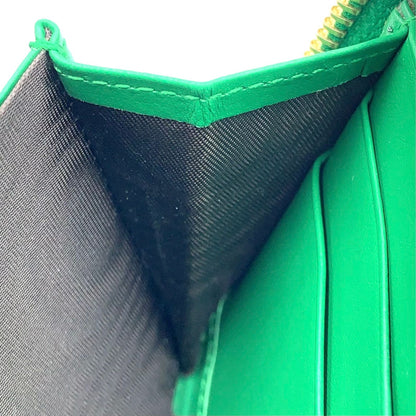 Gucci Double Logo Zip Around Leather Green Wallet Gold — view 7