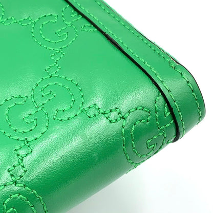 Gucci Double Logo Zip Around Leather Green Wallet Gold — view 9