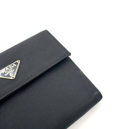 Prada Nylon Black Bifold Wallet Silver — view 6