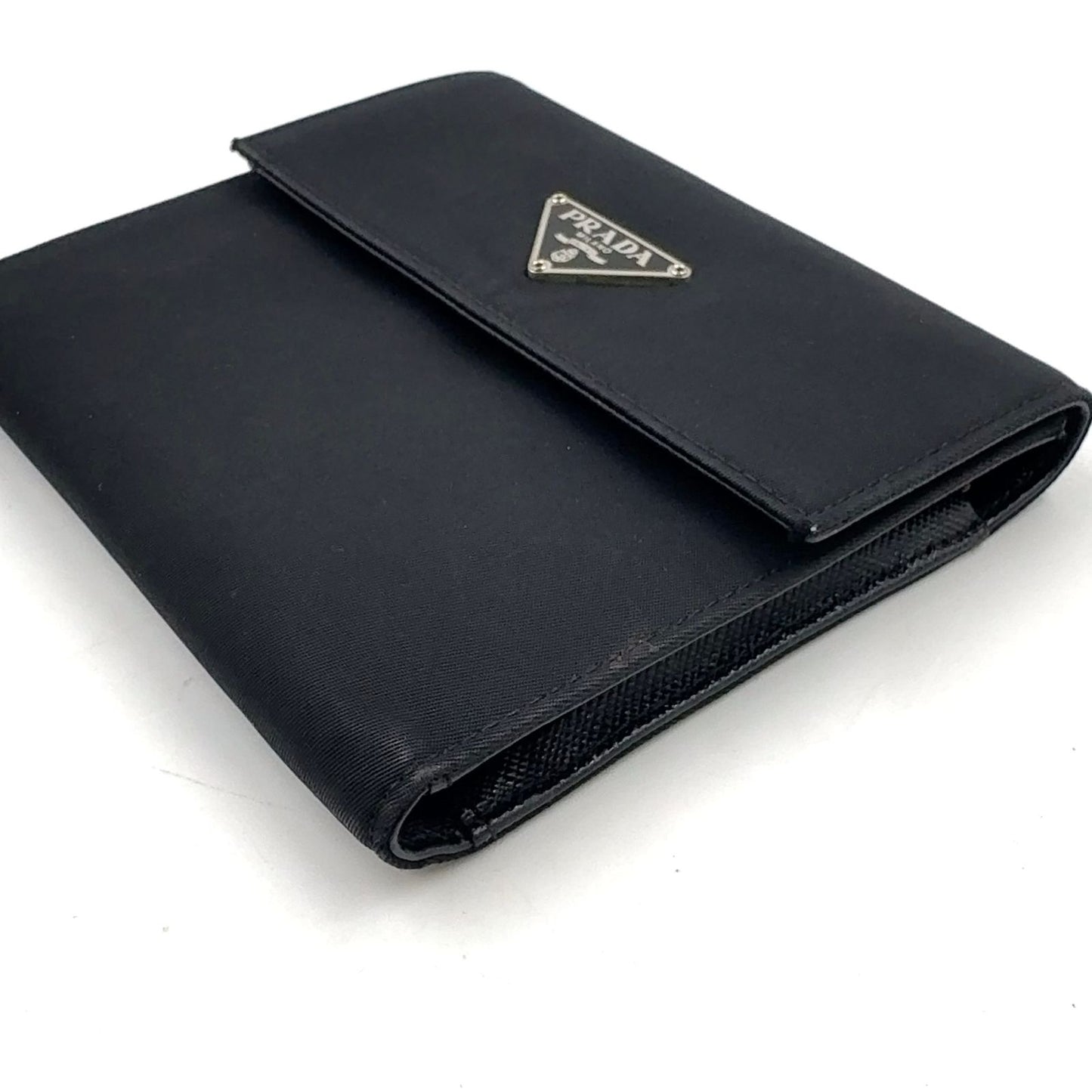 Prada Nylon Black Bifold Wallet Silver — view 5