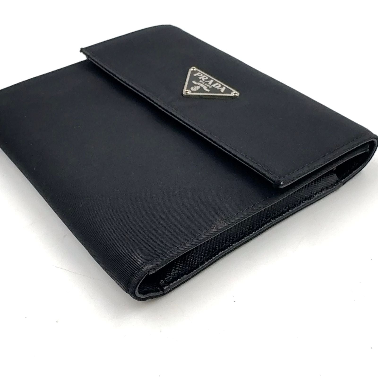 Prada Nylon Black Bifold Wallet Silver — view 5