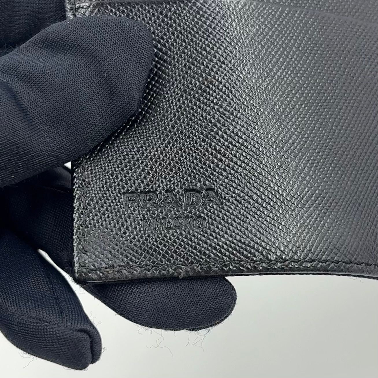 Prada Nylon Black Bifold Wallet Silver — view 4