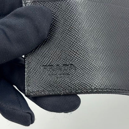 Prada Nylon Black Bifold Wallet Silver — view 4