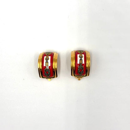 Hermes Enamel Gold Red Earrings — view 5