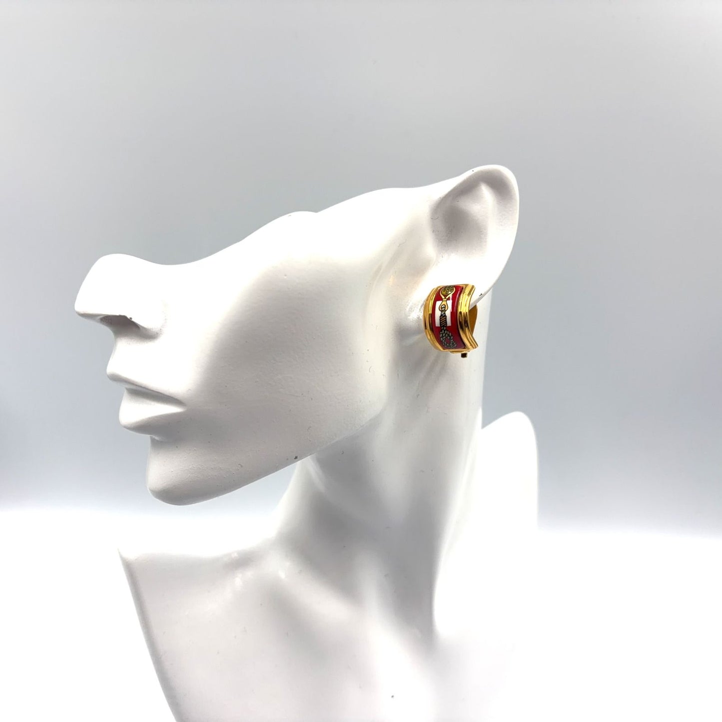 Hermes Enamel Gold Red Earrings — view 7