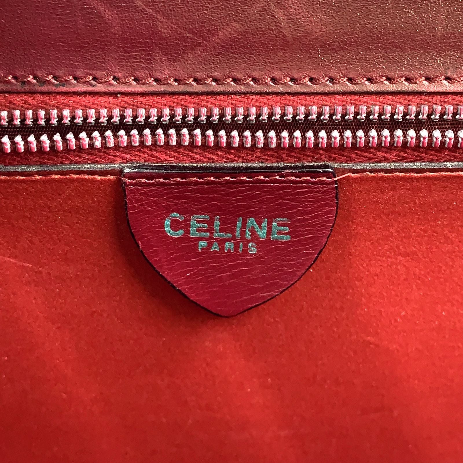 Celine Vintage Leather Bordeaux Shoulder Bag Gold — view 4