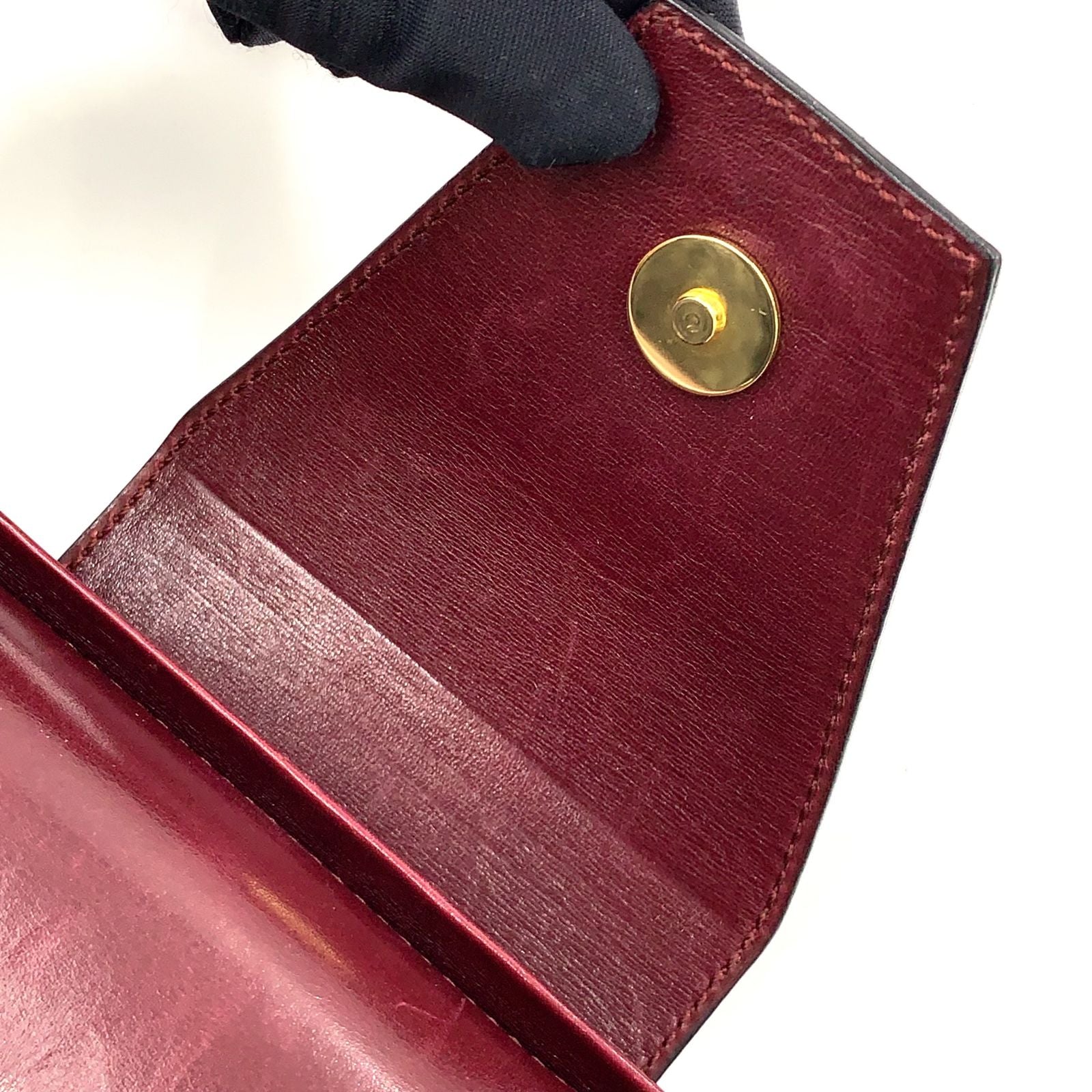 Celine Vintage Leather Bordeaux Shoulder Bag Gold — view 9
