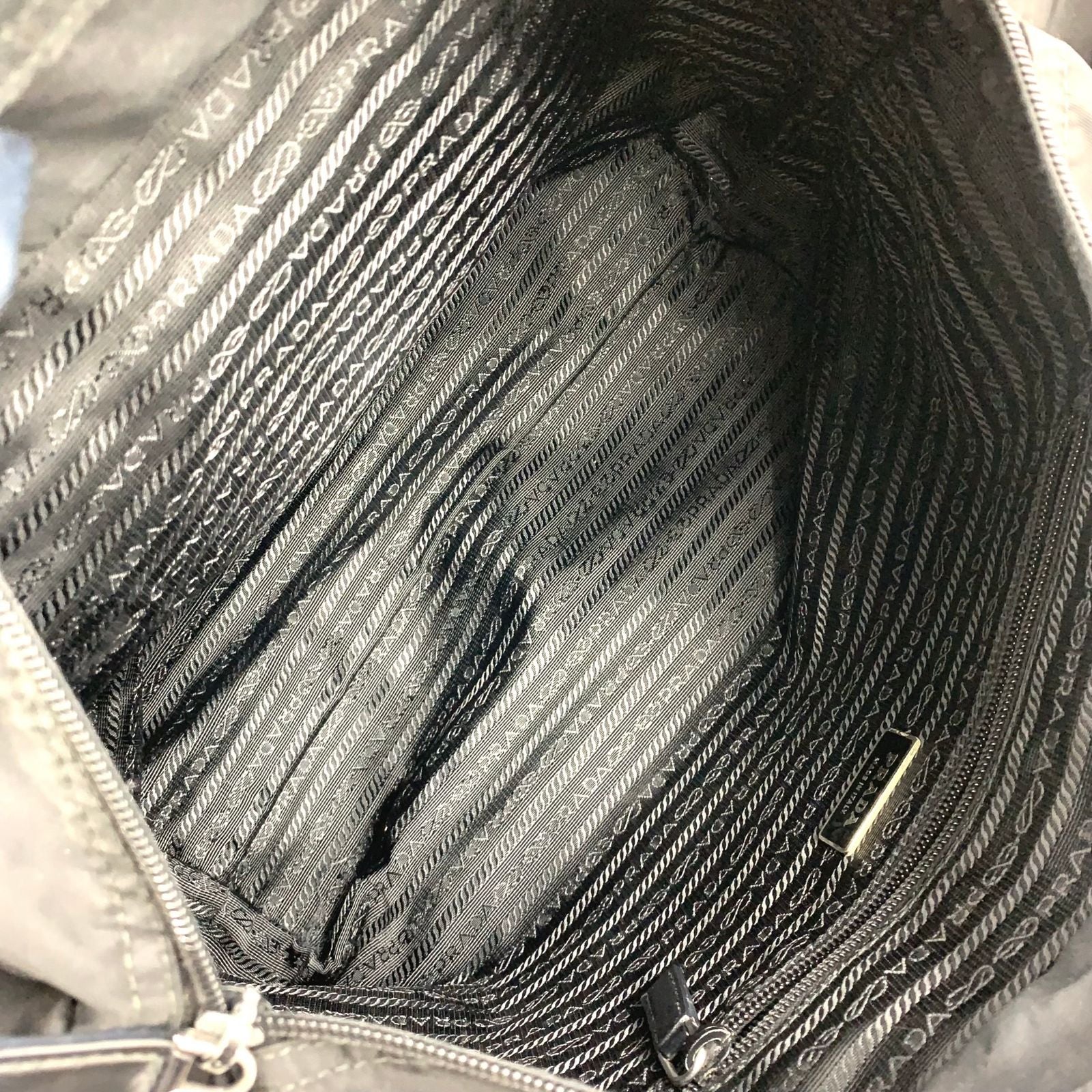 Prada Leather Nylon Black Tote Silver — view 3