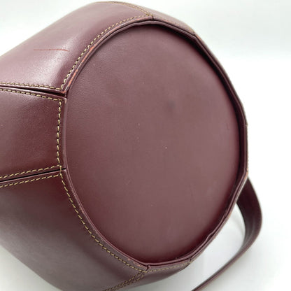 Cartier Must Line Drawstring Leather Bordeaux Shoulder Bag Gold — view 5